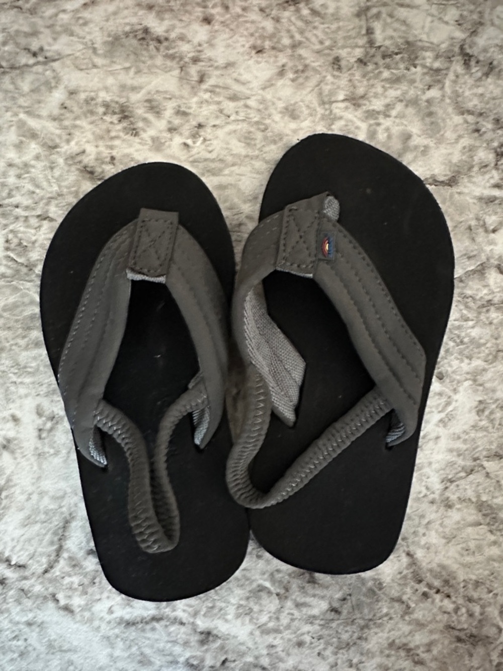 Rainbow Kids Black and Gray Flip Flops